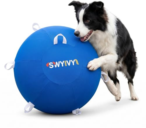 SWYIVY 25 Horse Dog Ball & Cover with Straps, Giant Dog Horse Balls for Play, Extra Large Equine Training Ball