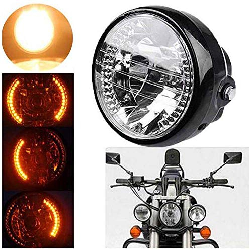 Krtopo Faros Delanteros de Motocicleta de 35 Vatios con Señal de Giro, luz Delantera Halógena de 7 Pulgadas