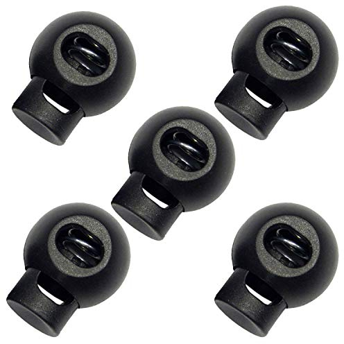 Perlin 30 Stück Kordelstopper, Kordelklemme, Runde, Schwarz, 20x15mm, optimal für 5 mm Kordel, Schnuersenkel Plastik Klemme Knebelanschlag Schloss Schnur Verschlüsse für Seile, Jacken, Gummiband