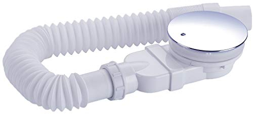 IMPTS Ablaufgarnitur Siphon Ablauf mit integriertem Haarsieb Geruchsverschluss, Kunststoff/verchromt inkl. Flexschlauch