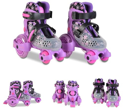 Byox Rollschuhe Beetle Größe XS 26-29, PU-Rollen, ABEC-5 Lager, Stopper hinten violett