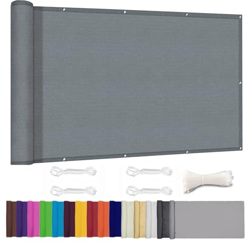 Lingle888 Balkon Sichtschutz PB2 PES blickdichte Balkonumspannung mit Ösen und Kabelbinder 8 Tage geliefert - in div.20 Größen & 14 Farben 420D(Grau,1.2x8m)