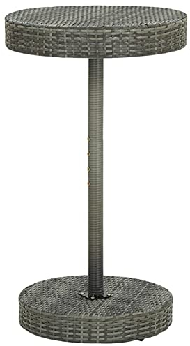 Festnight Rund Gartentisch Balkontisch Rattan Tisch Bistrotisch Stehtisch Bartisch Beistelltisch Grau 60,5x106 cm Poly Rattan