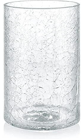 Skelang Crackle Lip-less Glass Lamp Shade, Cylindrical Light Cover with Fitter Opening, Replacement for Chandelier, Pendant, Bathroom Vanity Light