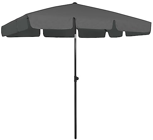 vidaXL Strandschirm Kippbar Sonnenschirm Balkonschirm Gartenschirm Ampelschirm Marktschirm Schirm Terrassenschirm Balkon Anthrazit 200x125cm