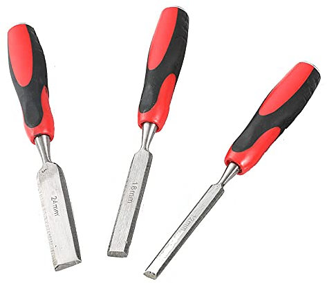 Cinceles para madera Juegos de formones de 3 piezas cinceles para madera de acero al cromo vanadio agarre que absorbe los golpes para carpintería tallada en madera