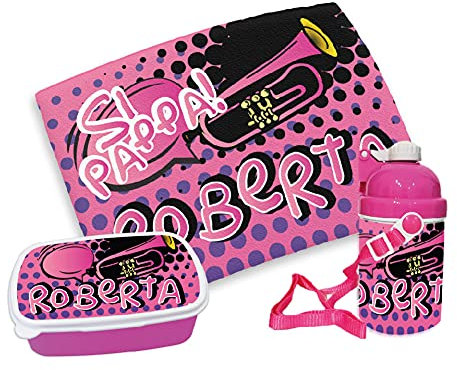 gadgeteventi Kit Pappa Bimbo per Scuola E Gite Personalizzato “Bart & Lisa” (Rosa)