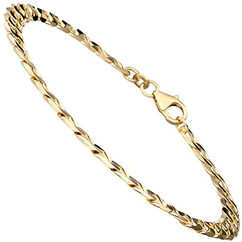 Jobo Herren Damen Panzer-Armband aus 8 Karat 333 Gold 5,7 mm 21 cm