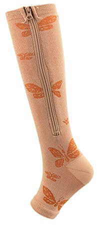 TMXK 3 Paia Calza con Cerniera 15-20 mmHg Gambaletti Preventivi Punta Aperta Compressione Graduata