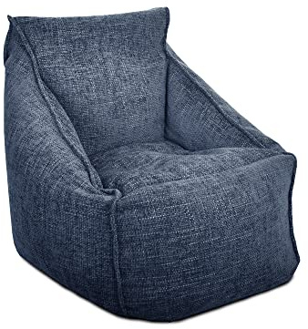 rucomfy Beanbags Weave Snug Bean Bag Chair. Home Luxury Living or Bed Room Adult Recliner Seat. Chunky Soft Textured Durable Fabric. Extra Large H84 x W68 x L78cm (Marine)