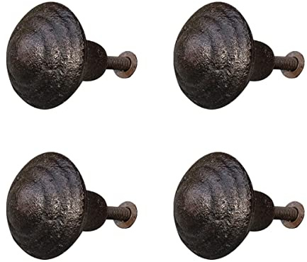 TentHome 4 Stück Möbelknöpfe Shabby Chic Vintage Möbelknauf Schrankknopf Gusseisen Schubladenknopf Antik Schwarz Matt Knauf für Schrank Schublade Küche Kommode (klein, Spirale)