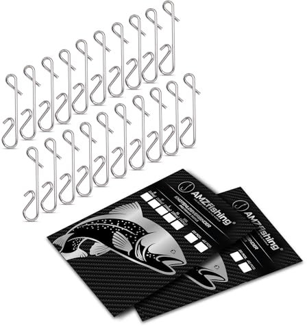 NEU AMZfishing® 20x Knotenlosverbinder Angeln Größe S-XXL | Knotenlos Schnurverbinder | Schnurverbinder | Angelzubehör | No Knot Connector | Knotenbinder | Angeln Wirbel (20, L)