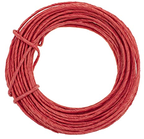 GLOREX 6 1280 233 - Papierdraht, 2 mm, Länge 10 m, rot, zum Basteln und Binden von Gestecken und Kränzen