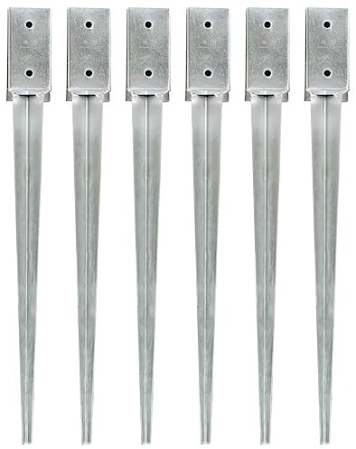 vidaXL Picas de tierra VXL (6 unidades, acero galvanizado plateado, 7 x 7 x 75
