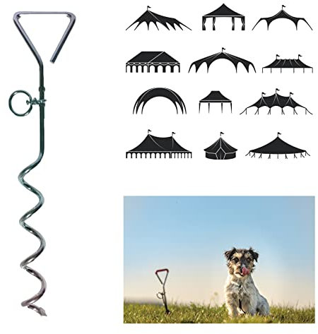 Leisurewize – Pack of 4, 16.5’’ Screw In Marquee Tent Screw Peg, Dog Tether – Metal Stake Peg – Suitable For Tents, Marquees, Gazebo, Dog Tether, Trampolines (LWACC21)