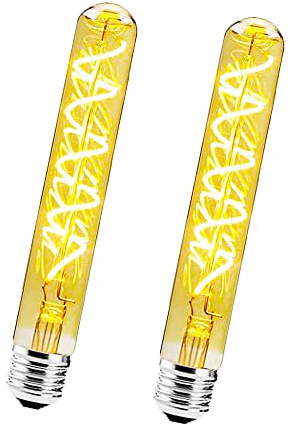 BANGSHUO 2 Stück E27 6W T30-185mm LED Edison Vintage Filament Dimmbare Röhrenlampe E27 Retro Röhre 600LM Warmweiß 2700K Decorative Edison Lamp