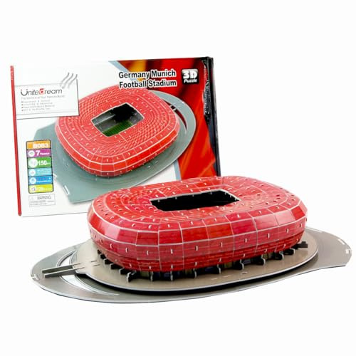 Habarri - Allianz Arena Puzzle 3D - Komplettset 3D Puzzle Stadion - 3D Fußballstadion für Kinder und Erwachsene - Fußballstadion Modell - Modellbau - 150 Elemente