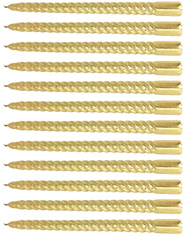 UBEF Lange Gedrehte Kerzen, Tropfenlose Gedrehte Metallkerzen für Rauchfreie Hochzeitsdekoration (Gold)