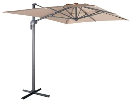 Alice's Garden - Parasol déporté rectangulaire 2x3m - Antibes - Beige - Parasol excentré inclinable. rabattable et rotatif à 360°.