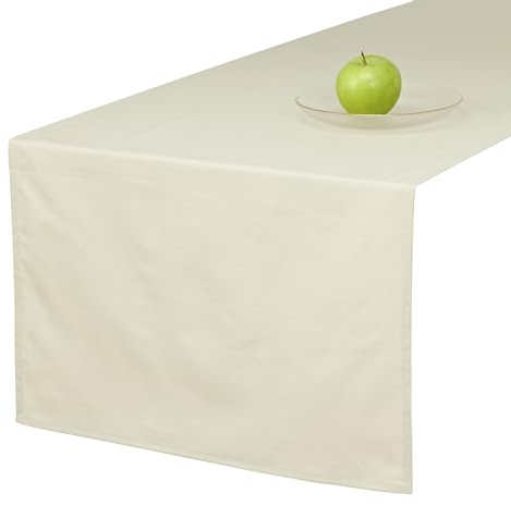 unendlich schoen – Tischläufer beige (Pelican) 50 x 150 cm aus 100% Baumwolle im Leinen-Look, Tischdecke für Wohnzimmer und Esstisch faltenfrei fallend, leicht zu reinigen