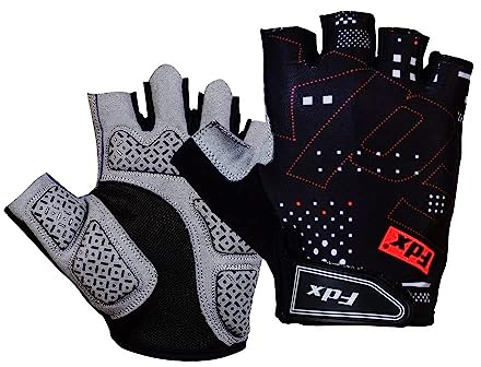 FDX Half Finger Cycling Gloves - Breathable, Gel Padded Protection, Anti-Slip - Fingerless Shock-absorbing Mitts for Mountain Bike, Road Bicycle, MTB, Riding, Men and Women (All Day-Black-L)
