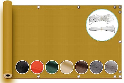 ZQXFZ Balkonsichtschutz 250x800cm Balkon Dekoration Oxford-Stoff Staubdicht, Uv-Schutz Balkon Sichtschutz Meterware Sichtschutz FüR Maschendrahtzaun -Sandgelb.