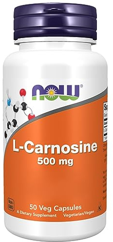 Now Foods, L-Carnosine (Beta-Alanyl-L-Histidine), 500mg, 50 Capsules végétaliennes, Testé en Laboratoire, Sans Gluten, Végétarien, Sans Soja, Sans OGM