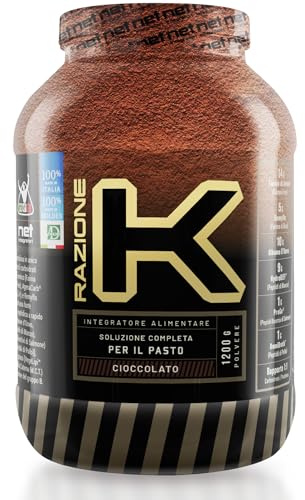 Net Integratori RAZIONE K - 1200g Cioccolato - Soluzione Completa Proteine e Carboidrati in rapporto 1:1 - Ricco di BCAA e EAA Aminoacidi Essenziali per lo Sviluppo di Massa Muscolare