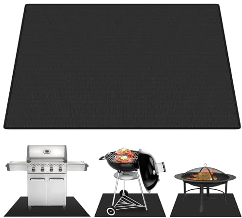 Feuerfeste Unterlage 100x150, Hitzeschutzmatte, Faltbare Grillunterlage Bodenschutz, Kaminmatte Bodenschutzmatte Ölbeständiger, Silikon-Glasfaser Hitzebeständige für Gasgrill, Holzkohlegrill, Schwarz