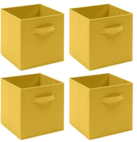 Homullel Foldable Storage Cube Boxes Set of 4, Storage Unit Box with Handle, Collapsible Storage Bins Organiser for Shelf Closet Organization