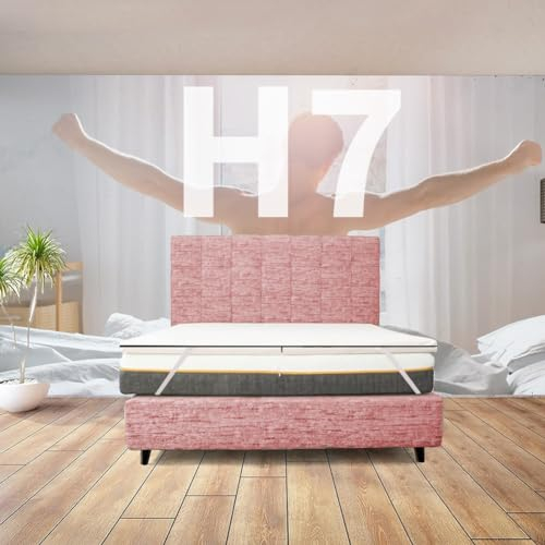 Comfy Line Topper, für Doppelbett, 175 x 200 cm, orthopädischer Topper gegen Rückenschmerzen, Höhe 7 cm, abnehmbar, hypoallergen, mit Gummibändern zur Befestigung – Modell Fixio H7