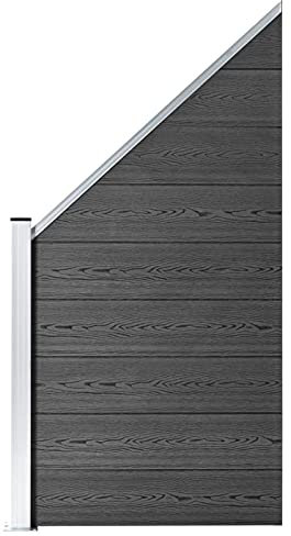 Homgoday Mobiles Zaunpaneel aus WPC 95 x (105-180) cm, schwarz, Zauntor für den Außenbereich für Patio, Gartentor, Dekor für Möbel