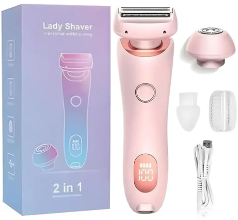 Beautibloom Razor Livora Electric Razor 2 en 1 Lady Shaver - Afeitadora inalámbrica con pantalla LED, afeitadora eléctrica para bikini y bikini, afeitadora íntima para mujeres, afeitadora portátil