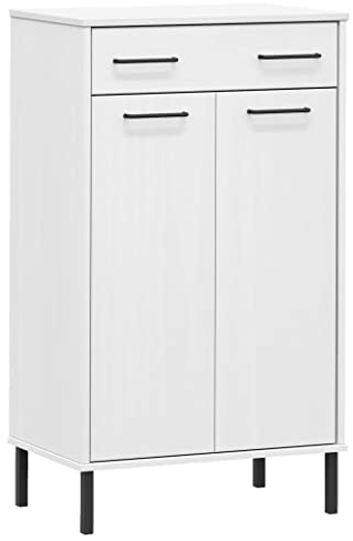 Generisch Schuhregal Schuhschrank mit Metallbeinen Schuhregal Schuhaufbewahrung Schuhkommode Flurschrank Schuhaufbewahrung Holzschrank Schrank grau Massivholz Kiefer