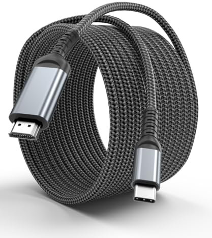 ALLEASA Cavo da USB C a HDMI, 3 m, 4 K, anti-interferenza, connettori placcati oro, cavo in alluminio da tipo C a HDMI, Thunderbolt 3 e 4, compatibile con MacBook, iMac, iPad Pro, Galaxy, Surface