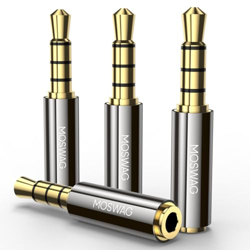 MOSWAG 3,5 mm Stecker auf 2,5 mm Buchse Audio Adapter 4er-Pack | 3,5 mm Männlich auf 2,5 mm Weiblich,Kopfhöreradapter Konverter Klinkenstecke für Kopfhörer,Headset,Mikrofon,MP3,MP4 und mehr