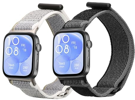 kwmobile Nylon Smartwatch Strap Compatible with Huawei Watch Fit 3 Strap - 2x Fitness Tracker Replacement Wristband with Clasp