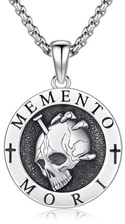 OHAYOO Totenkopf Kette Herren 925 Silber Totenkopf Anhänger Memento Mori Halskette Halloween Skelett Schmuck für Herren Männer