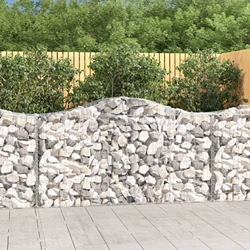 Homgoday Paniers à Gabions Arqués 13 pièce 200x50x100/120 cm Fer Galvanisé, Mur à Gabion de Jardin, Panier de Gabion Clôture de Extérieur pour Terrasse, Arrière-Cour, Pelouse A