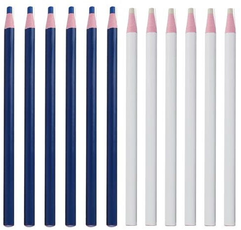 Jinpojun 12 Pezzi Gessi da Sarta Colorati, Gesso Sarta per Sartoria Marcatura Vestiti Cucito Quilting Creativi Tessuti Stoffa Cucire Notions e Accessori (Blu e Bianco)