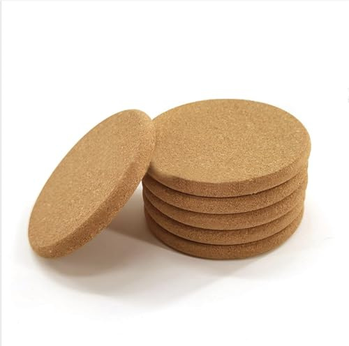6Pack Round Cork Trivet 10cm, Cork Coasters Set for Hot Pots, Pans, Kettles and Potted Plants, DIY Art Crafts for Home Wall Decor, 4inch.cork coasters