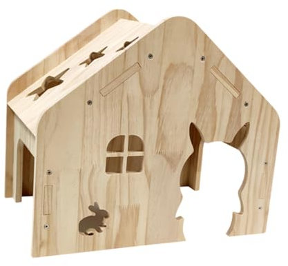 MagiDeal pour Lapin en Bois, pour Lapin Nain, pour Hamster, Maison en Bois pour Cochon d'Inde pour Hamster Nain et gerbilles Jouant, D