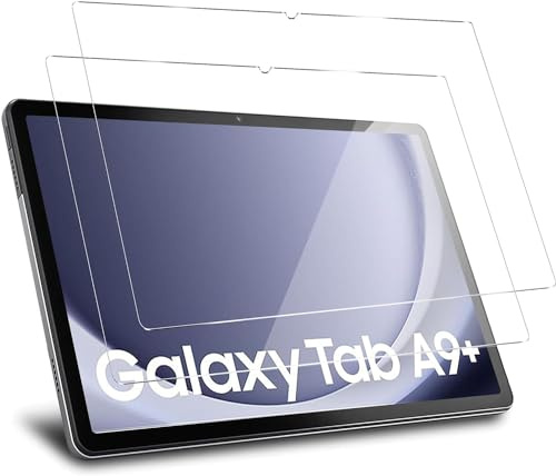 TECH SHEK LTD 2 Pack Screen Protector for Samsung Galaxy Tab A9 Plus 11 Inch 2023, Tempered Glass with HD Clarity, Scratch Resistance and Bubble-Free Installation, Straight Edges