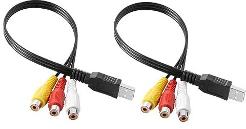 Holibanna USB to 3Rca Audio Video Cable, 1 Pair, Tin-Coated Copper Wire and PVC, Easy to Use and Install, for Set-Top Box and TV Connection