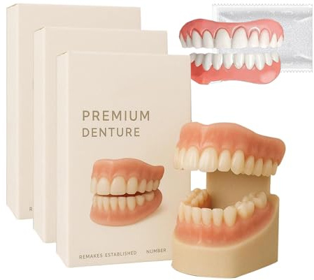 Premium-Prothese, weiches Silikon-Reline-Prothesenset, Prothesenreparaturset für Männer und Frauen, oberes und unteres Prothesenrelais-Set, bequeme Passform (3 set)