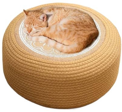 Generisch Rattan Ottomane - gewebter Patio Pouf | Runde Outdoor Footstool | Wasserdichtes Sitzkissen für, Pool, Deck, Garten, Balkon, Küstenleben, Außenlounge, Hinterhofentspannung
