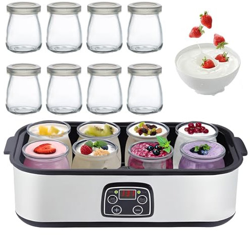 Yogurtera Automática de 1400 Ml, Inteligente con Pantalla LCD, Temperatura y Tiempo Ajustables, para Preparar Yogur Orgánico y Natto.