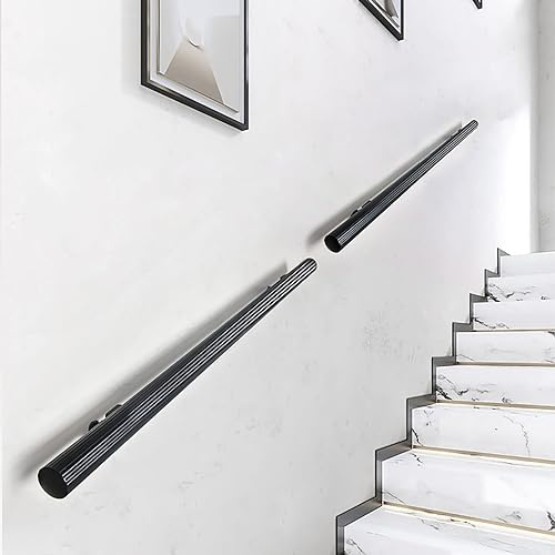 ABNNHK Pasamanos de Metal, Barra de Apoyo de 40 cm, 50 cm, 60 cm y 100 cm, pasamanos de Aluminio Moderno Negro para escaleras, pasamanos de Pared c