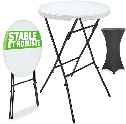 Casaria® Stehtisch mit Husse Anthrazit 72cm Set Klappbar Bistrotisch Rund 110cm Hoch Outdoor Klapptisch Wetterfest Garten Partytisch Bartisch Hochzeit