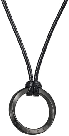 FLHEART Collier Viking Homme Rune Nordique - Acier Inoxydable Pendentif Möbius avec Cordon Noir Bijoux Nordique Amulette Protection pour hommes Femmes